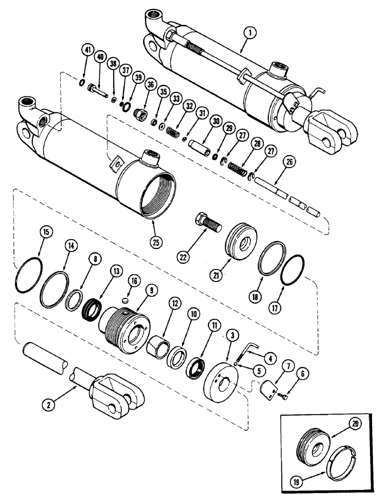 Схема запчастей Case IH 2290 - (8-454) - G33769 REMOTE HYDAURLIC CYLINDER, 4 INCH BORE (101.6 MM) X 8 INCH STROKE (203.2MM) (08) - HYDRAULICS