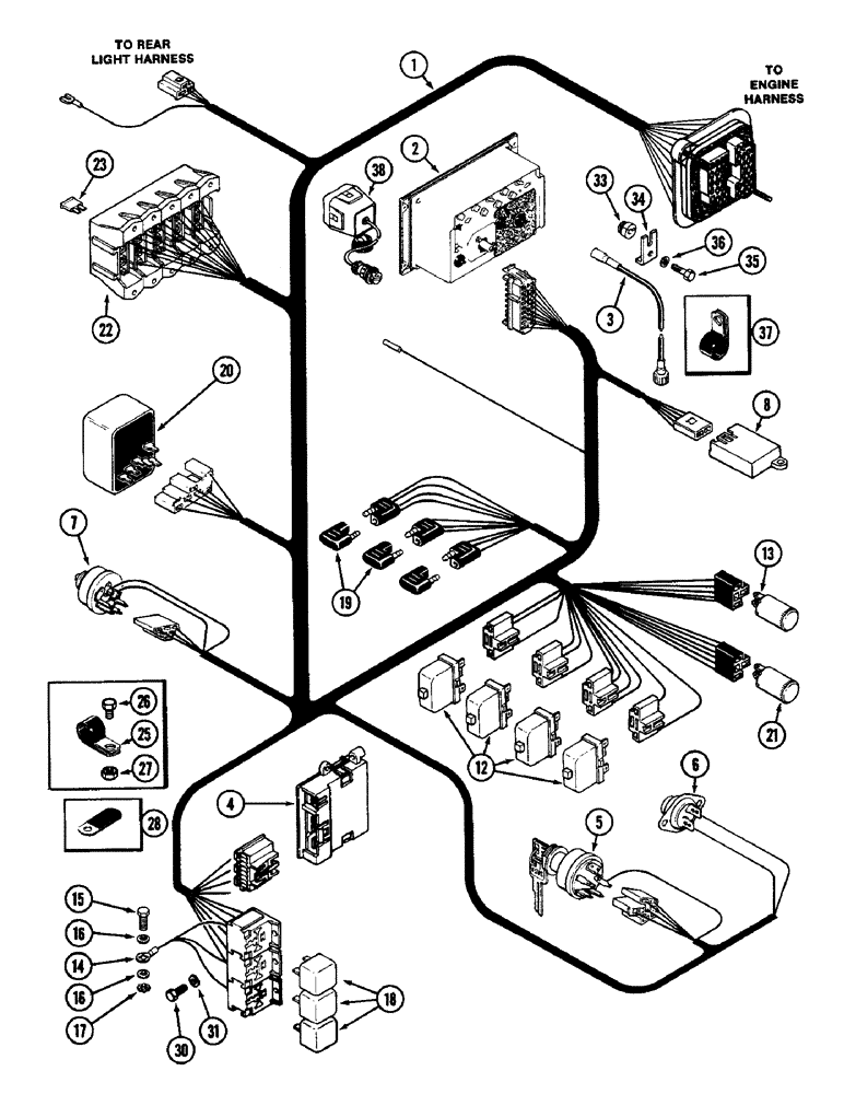 Схема запчастей Case IH 4890 - (4-076) - INSTRUMENT PANEL WIRING (04) - ELECTRICAL SYSTEMS