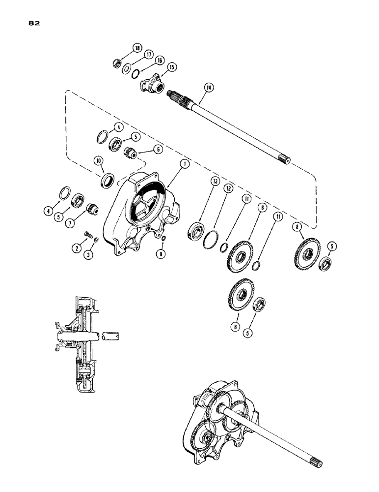 Схема запчастей Case IH 1200 - (082) - TRANSMISSION P.T.O. AND PUMP DRIVE (06) - POWER TRAIN