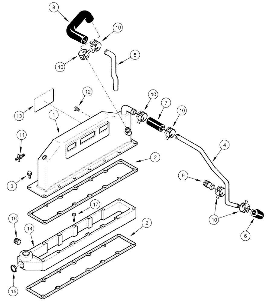 Схема запчастей Case IH 3185 - (03-009) - AFTERCOOLER (01) - ENGINE