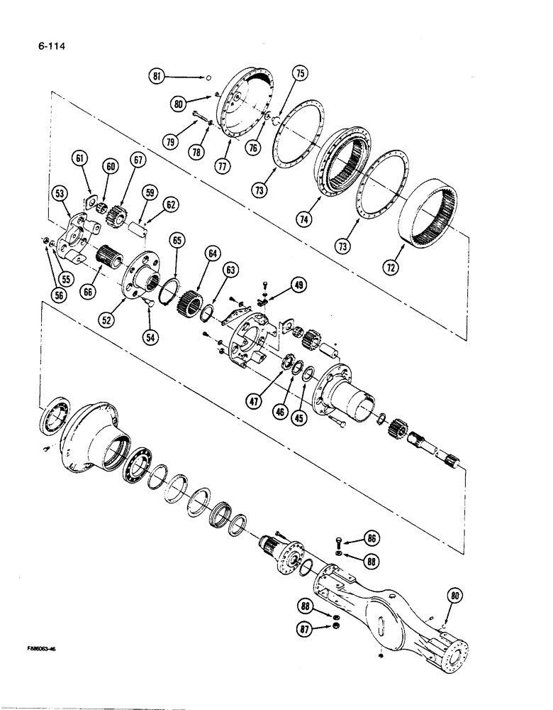 Схема запчастей Case IH 9270 - (6-114) - STANDARD AXLE ASSEMBLY HOUSING & WHEEL END PLANETARY, (CONT) (06) - POWER TRAIN