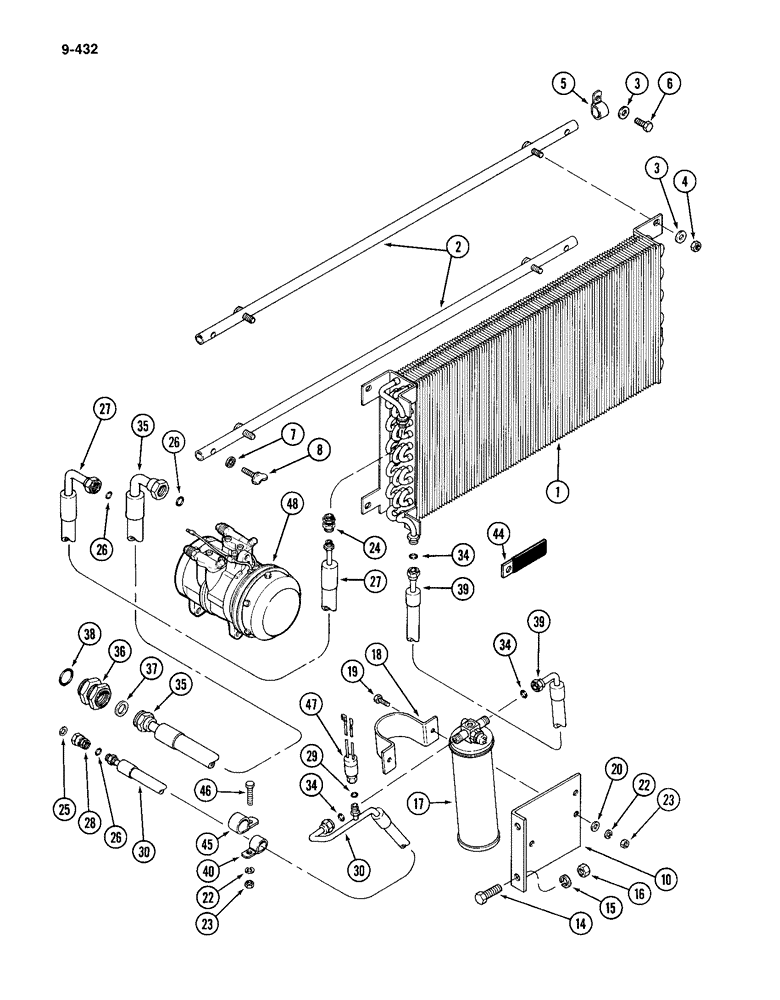 Схема запчастей Case IH 4994 - (9-432) - AIR CONDITIONING, CONDENSER AND RECEIVER-DRIER (09) - CHASSIS/ATTACHMENTS