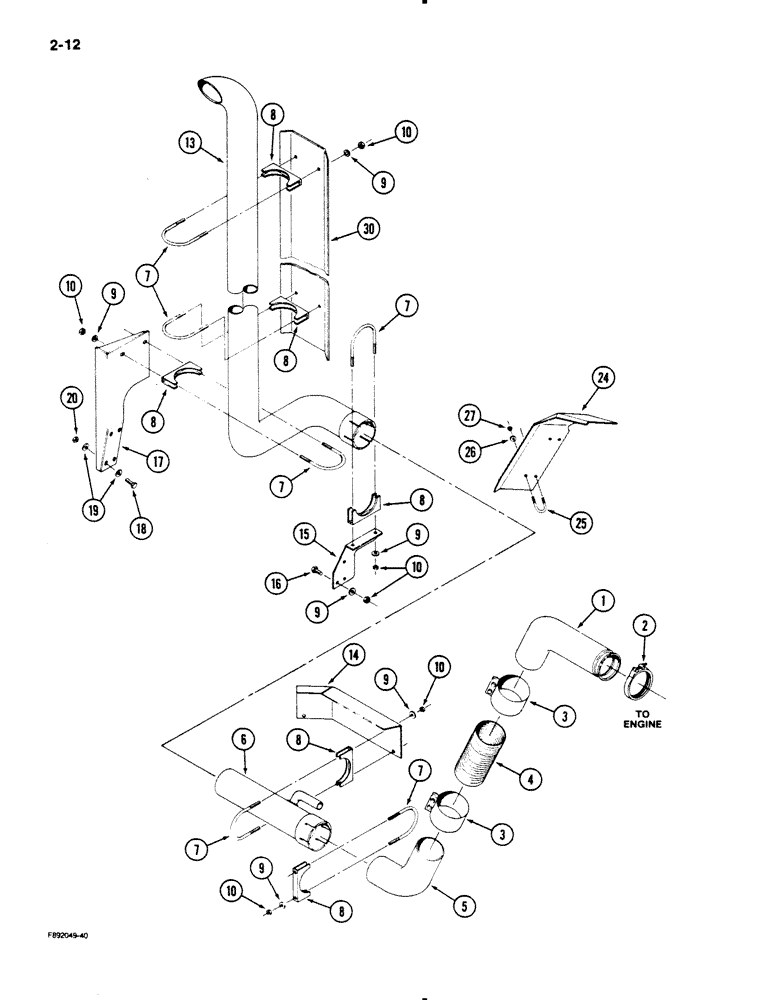 Схема запчастей Case IH 9110 - (2-12) - EXHAUST SYSTEM (02) - ENGINE