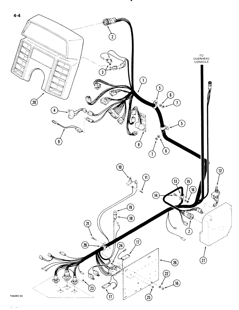 Схема запчастей Case IH STEIGER - (4-004) - LOWER CAB HARNESS, P.I.N. 17900270 AND AFTER (04) - ELECTRICAL SYSTEMS