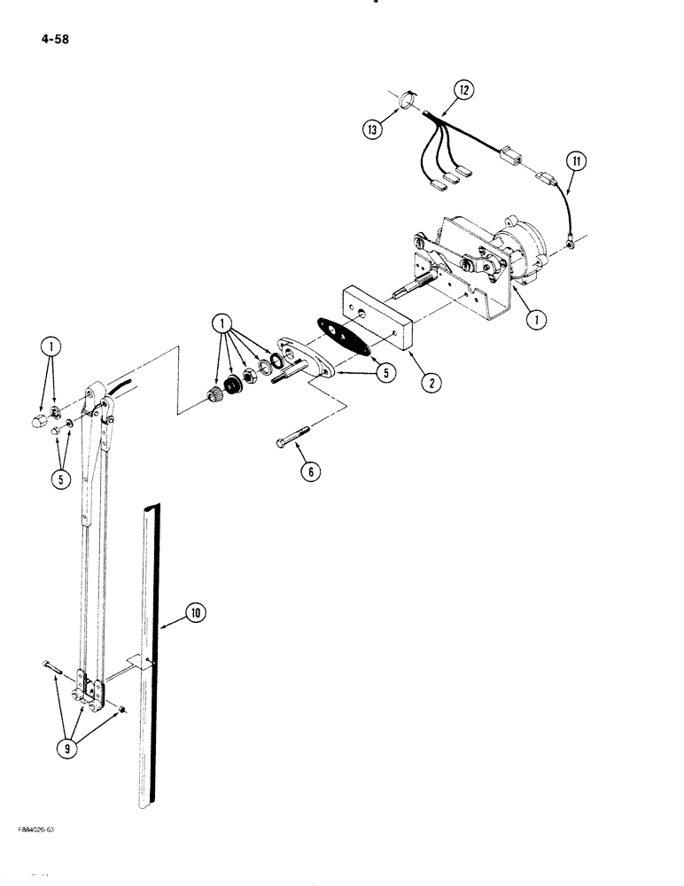 Схема запчастей Case IH STEIGER - (4-058) - REAR WINDOW WIPER, PRIOR TO P.I.N. 1790270 (04) - ELECTRICAL SYSTEMS