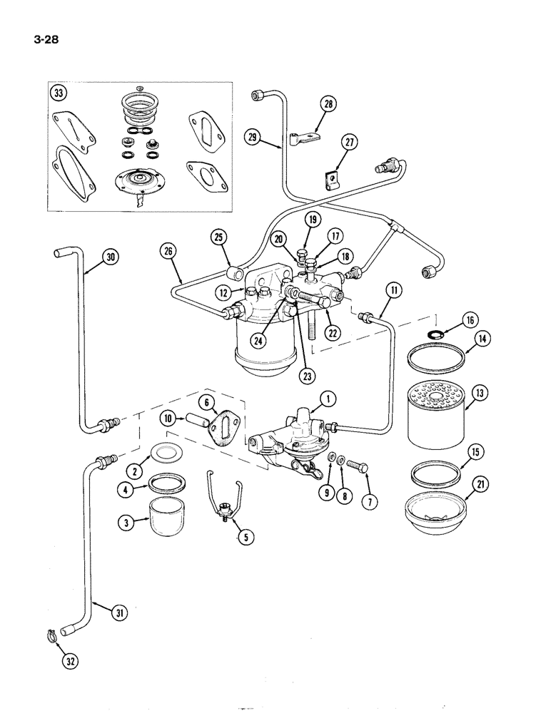 Схема запчастей Case IH 1194 - (3-28) - FUEL FEED PUMP, FILTERS AND TUBES (03) - FUEL SYSTEM