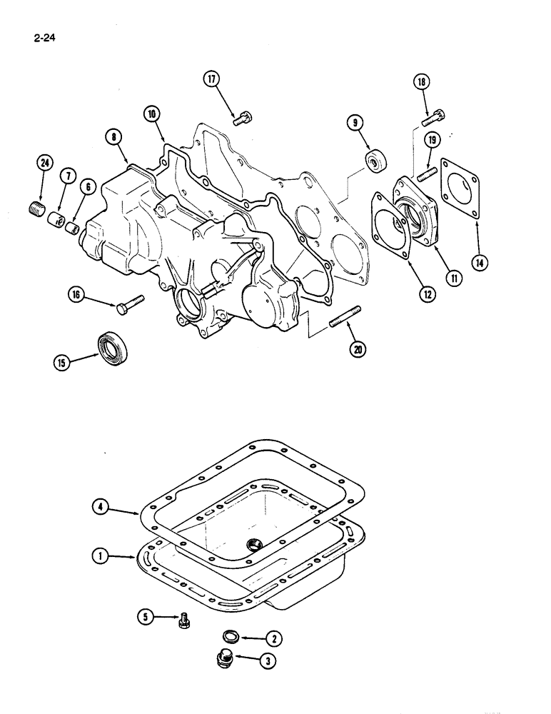 Схема запчастей Case IH 245 - (2-24) - OIL PAN AND FRONT GEAR COVER (02) - ENGINE