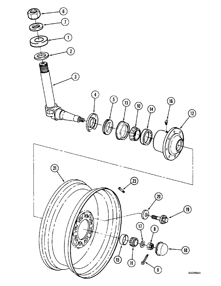 Схема запчастей Case IH 2166 - (5-24) - STEERING KNUCKLE, HUB & WHEELS, ADJUSTABLE AXLES, WITHOUT POWER GUIDE AXLE, CORN & GRAIN COMBINES (04) - STEERING