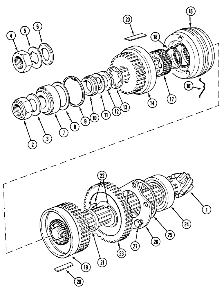 Схема запчастей Case IH 1294 - (6-154) - BEVEL PINION SHAFT (06) - POWER TRAIN