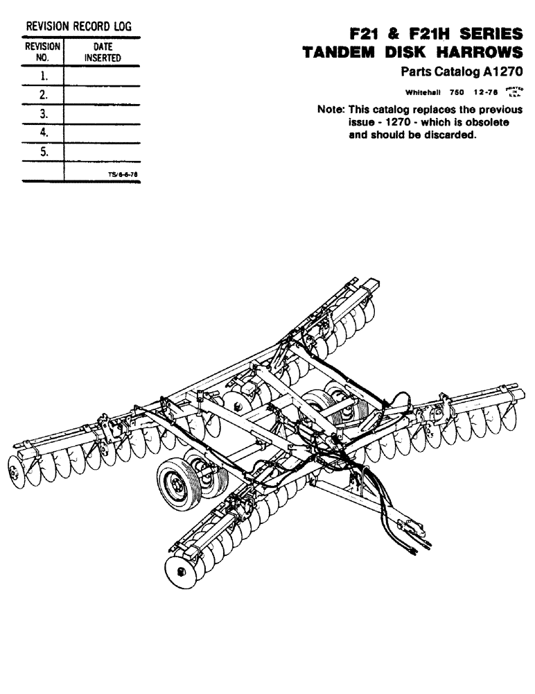 Схема запчастей Case IH F21H - (001) - F21 & F21H SERIES TANDEM DISK HARROWS 