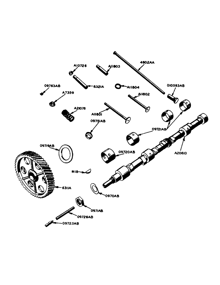 Схема запчастей Case IH 800 - (170) - VALVES, PUSH RODS AND CAMSHAFT (10) - ENGINE