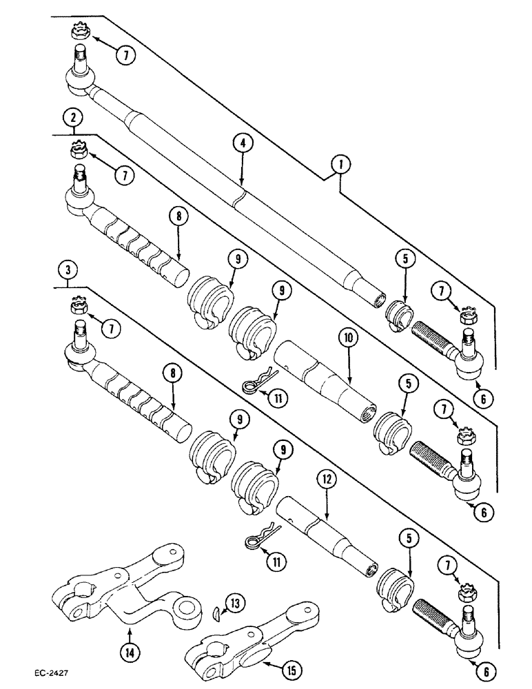 Схема запчастей Case IH 833 - (5-286) - TIE ROD, MECHANICAL STEERING (05) - STEERING