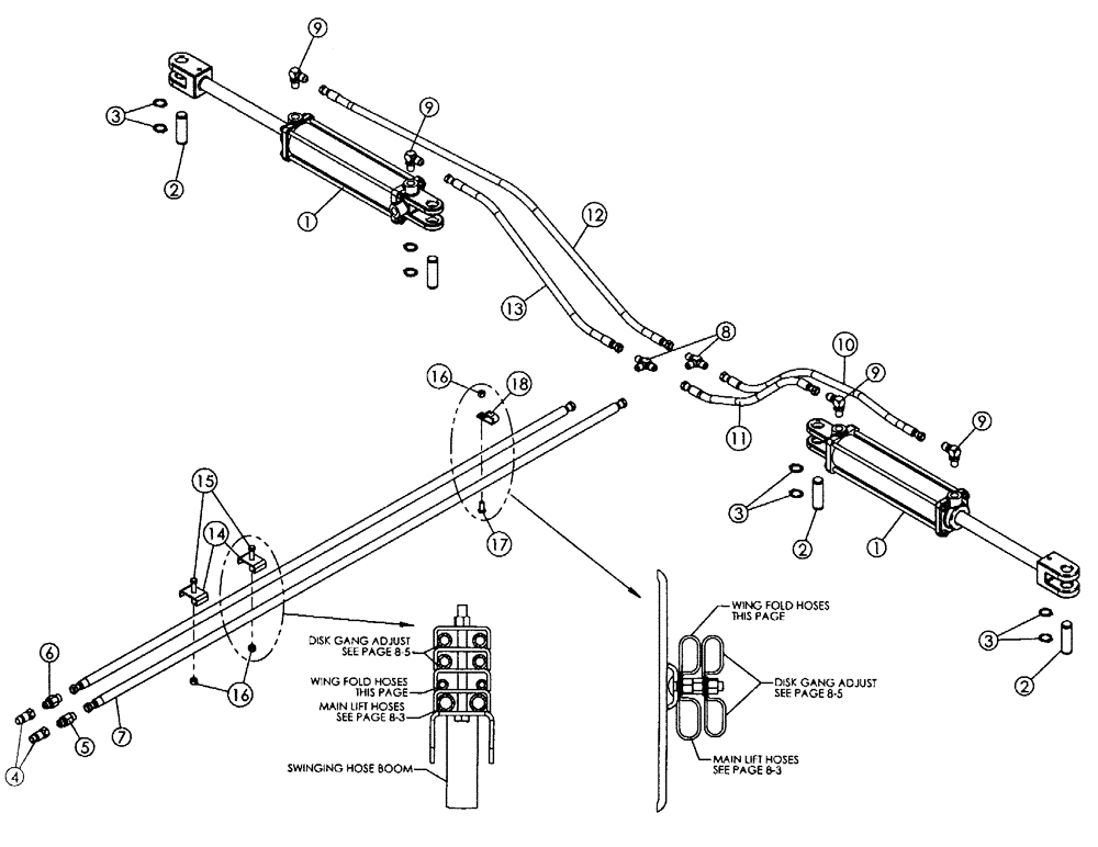 Схема запчастей Case IH 690 - (35.100.03) - REAR GANG WING FOLD HYDRAULICS 7-SHANK UNIT 