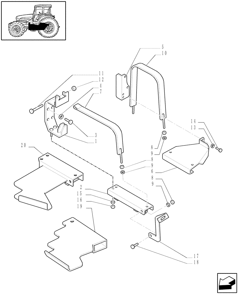 Схема запчастей Case IH JX1070U - (1.14.7) - FUEL TANK SUPPORT - BRACKETS, TIE-RODS - SUPPORTS (02) - ENGINE EQUIPMENT