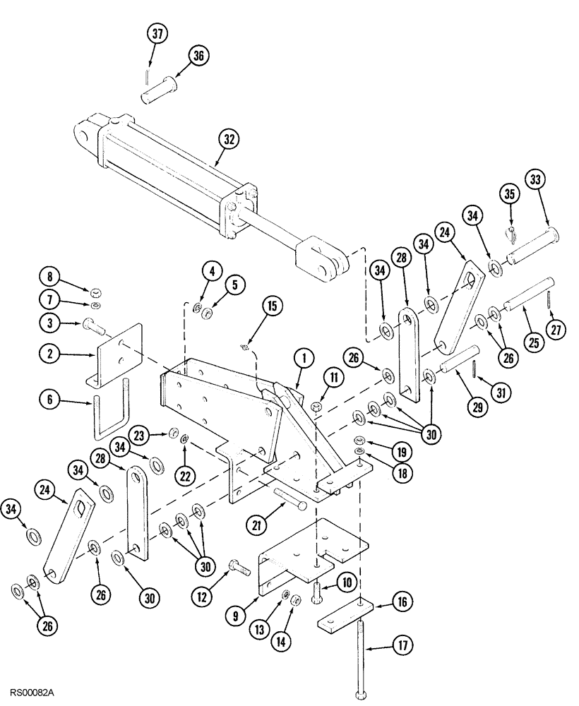 Схема запчастей Case IH 5850 - (09-50) - FRONT AND REAR SECONDARY WING LIFT HINGES & CYLINDER MTG, DOUBLE FOLD, FLOATING, 49 THRU 53 WIDE (09) - CHASSIS