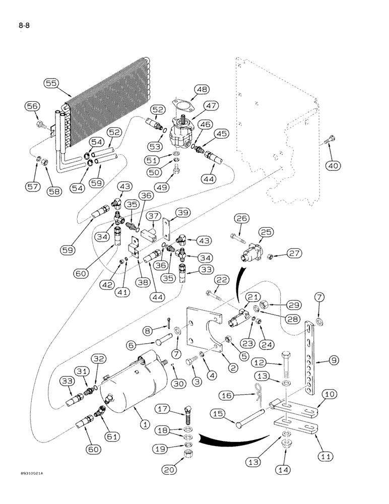 Схема запчастей Case IH 950 - (8-008) - BLOWER PUMP HYDRAULIC SYSTEM, 1000 RPM PTO, ALL RIGID PLANTERS, 8 ROW WIDE, VERTICAL FOLD (08) - HYDRAULICS