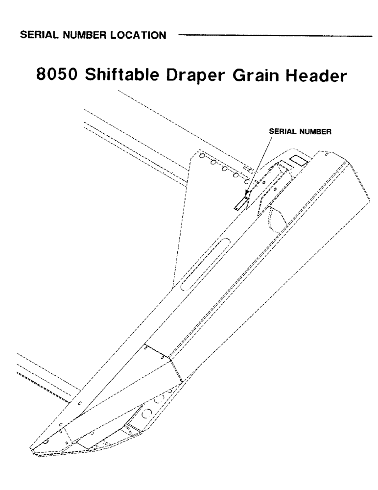 Схема запчастей Case IH 425 - (1-2) - SERIAL NUMBER LOCATION, SHIFTABLE DRAPER GRAIN HEADER (00) - GENERAL & PICTORIAL INDEX
