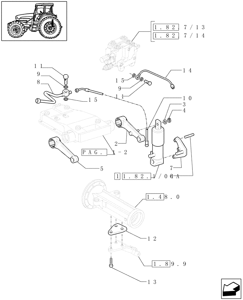 Схема запчастей Case IH JX1070U - (1.82.0/02[03]) - (VAR.250) ELECTRONIC LIFTING - PIPES, ARMS (07) - HYDRAULIC SYSTEM