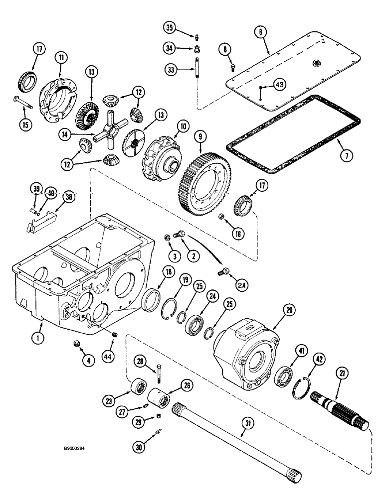 Схема запчастей Case IH 2055 - (6-42) - TRANSMISSION HOUSING AND DIFFERENTIAL (03) - POWER TRAIN