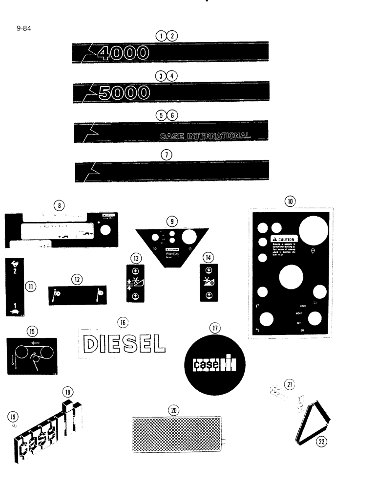 Схема запчастей Case IH 5000 - (9-84) - DECALS, WINDROWER (09) - CHASSIS/ATTACHMENTS