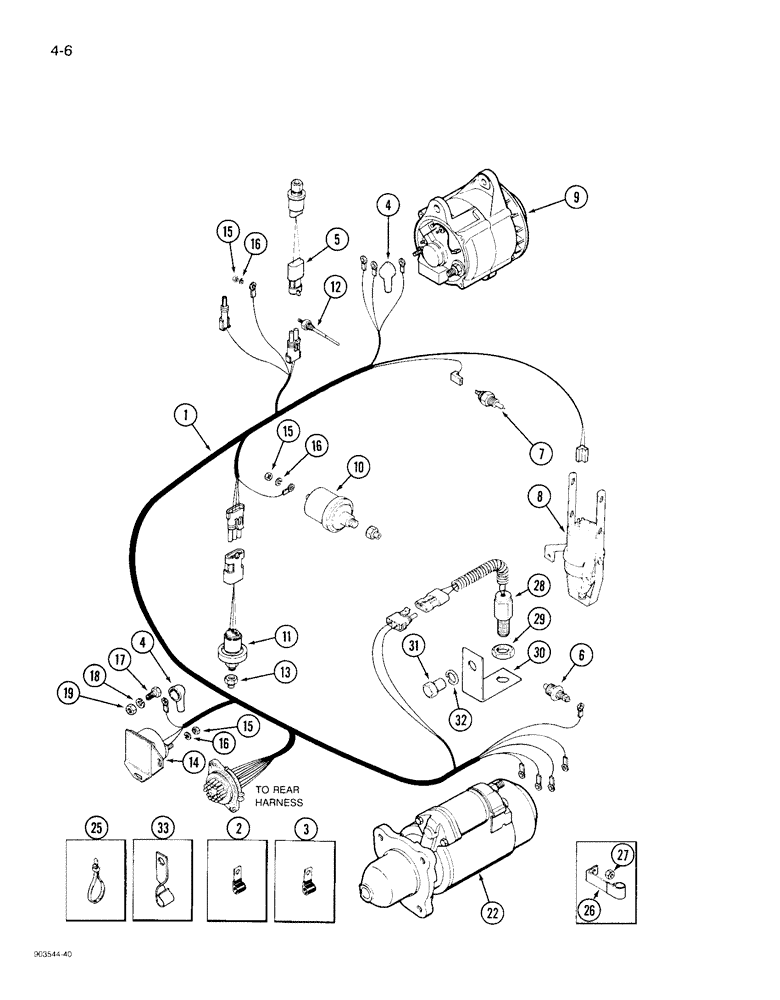 Схема запчастей Case IH 1844 - (4-06) - ENGINE HARNESS, 1844 COTTON PICKER (06) - ELECTRICAL SYSTEMS