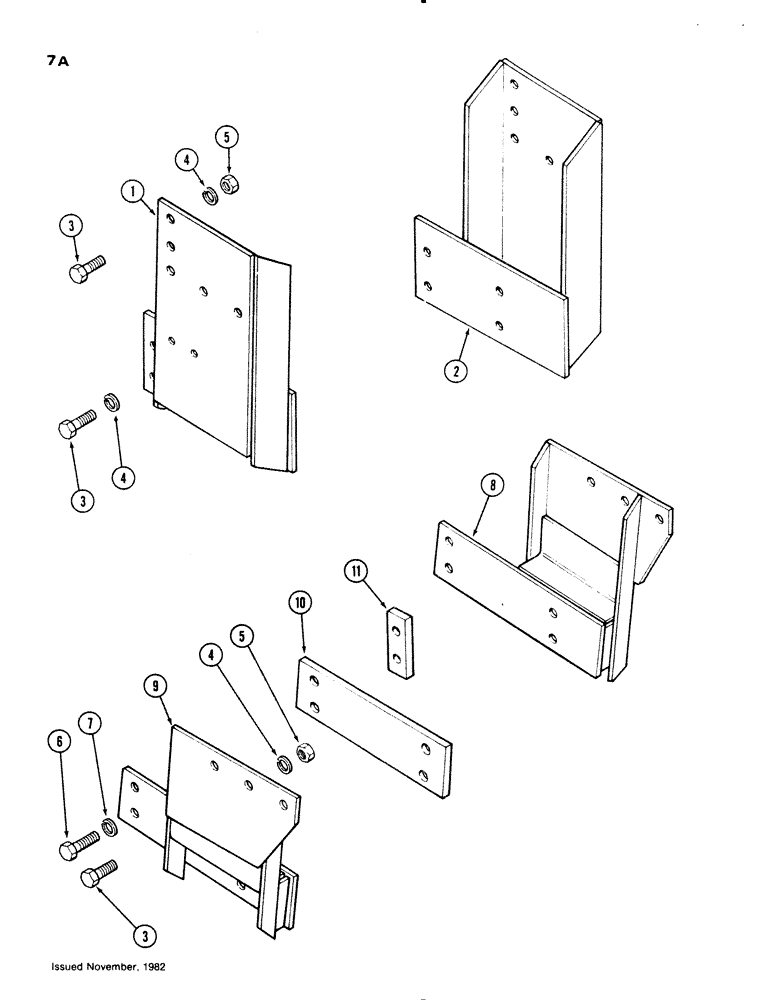 Схема запчастей Case IH 66L - (07A) - MOUNTING BRACKETS, 1490 TWO AND FOUR WHEEL DRIVE TRACTORS WITH OR WITHOUT CAB (82) - FRONT LOADER & BUCKET