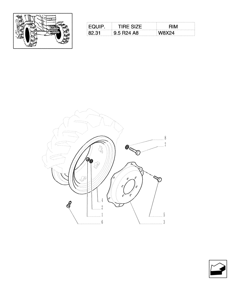 Схема запчастей Case IH JX70 - (82.00[03]) - DRIVING WHEELS - 4WD (11) - WHEELS/TRACKS