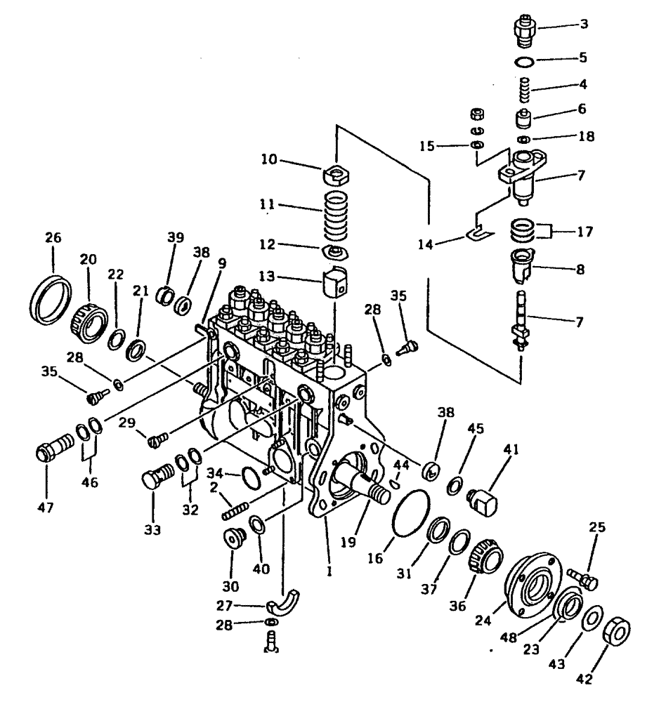 Схема запчастей Case IH 7700 - (C01[34]) - ENGINE FUEL INJECTION PUMP, KOMATSU SA6D108-1A1 Engine & Engine Attachments