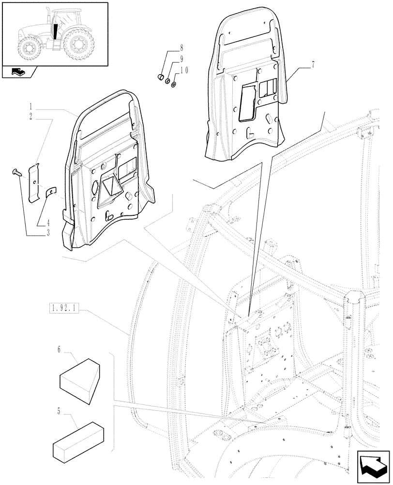 Схема запчастей Case IH PUMA 195 - (1.93.1) - SOUNDPROOFING (10) - OPERATORS PLATFORM/CAB