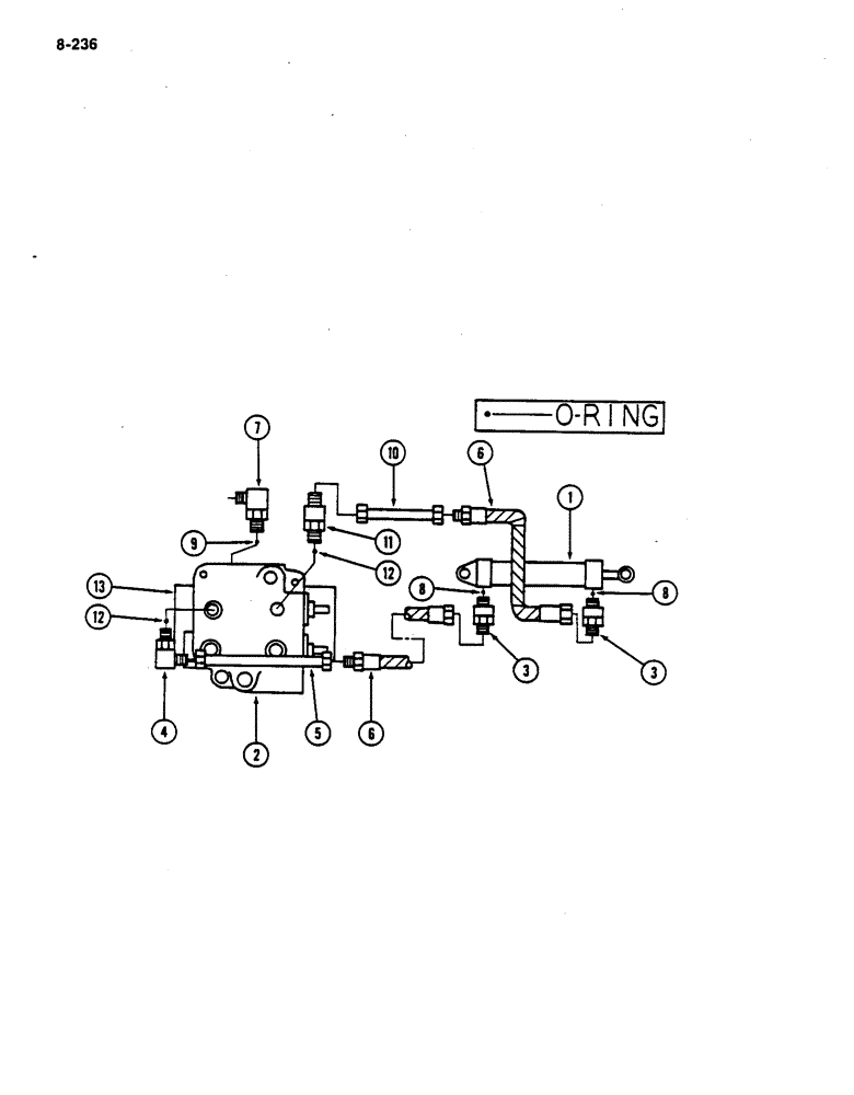 Схема запчастей Case IH 782 - (8-236) - HYDRAULIC DRUM ENGAGEMENT VALVE, CYLINDER AND CONNECTIONS (07) - HYDRAULICS