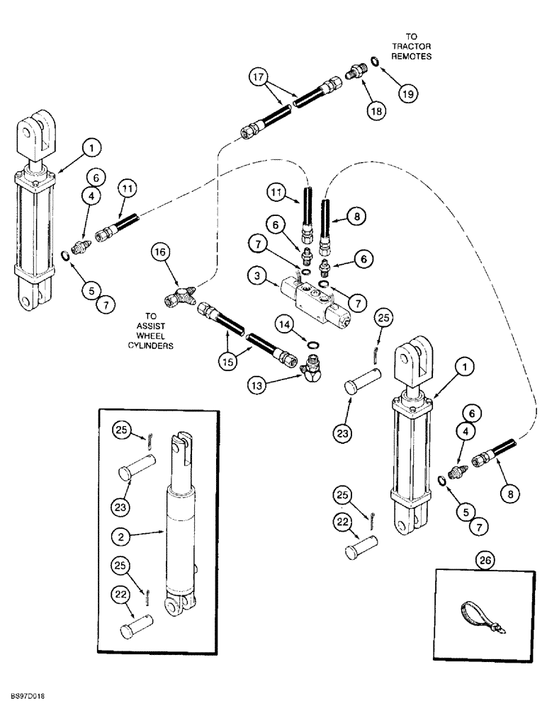 Схема запчастей Case IH 955 - (8-20) - ROW MARKER HYDRAULIC SYSTEM, 8 ROW NARROW AND 6 ROW (08) - HYDRAULICS