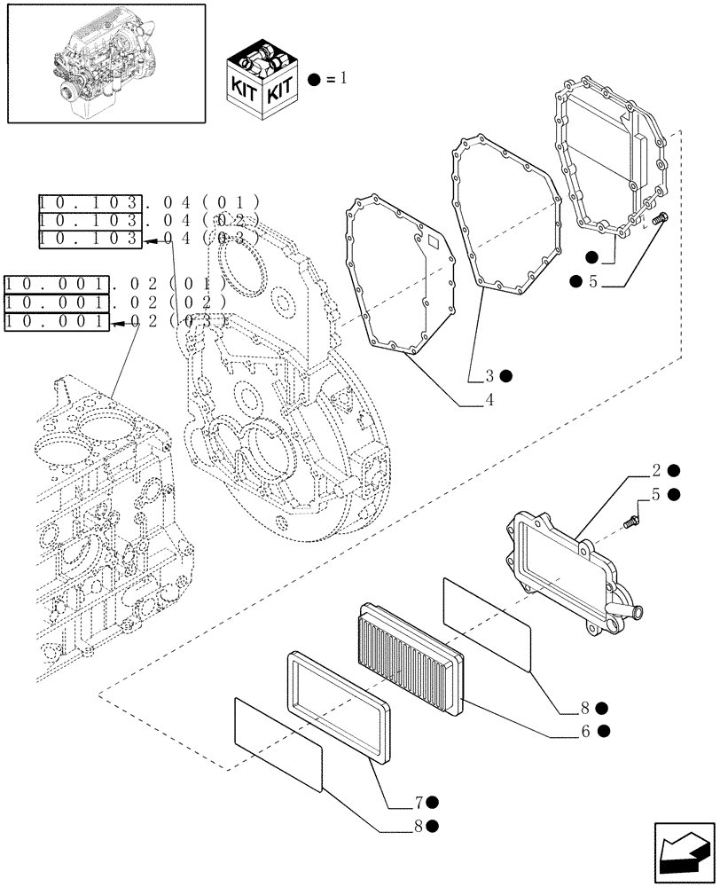 Схема запчастей Case IH 8120 - (10.101.04[02]) - ENGINE BREATHERS - 8120/8120(LA) (10) - ENGINE