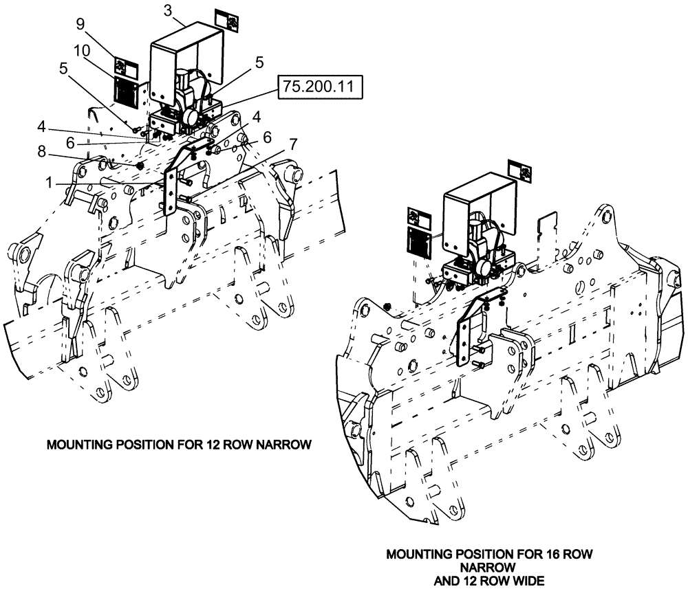 Схема запчастей Case IH 1210 - (75.200.10) - PNEUMATIC DOWN PRESSURE - AIR PUMP ASSEMBLY, 12RW, 12RN AND 16RN MOUNTED STACKERS (75) - SOIL PREPARATION