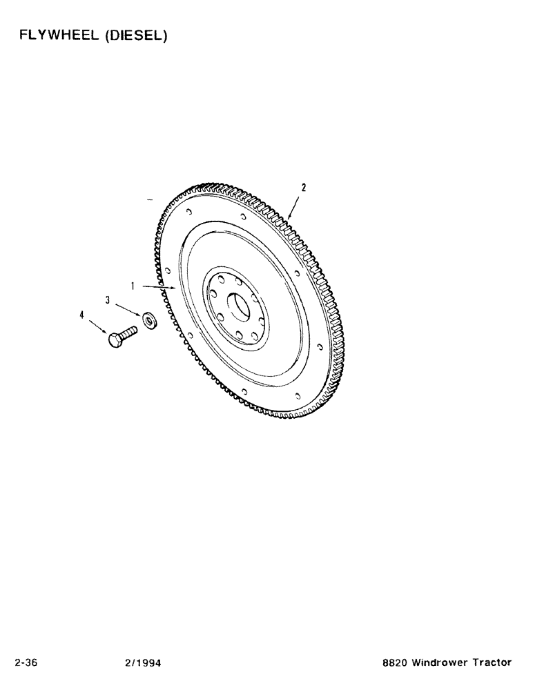 Схема запчастей Case IH 8820 - (2-36) - FLYWHEEL, DIESEL (02) - ENGINE