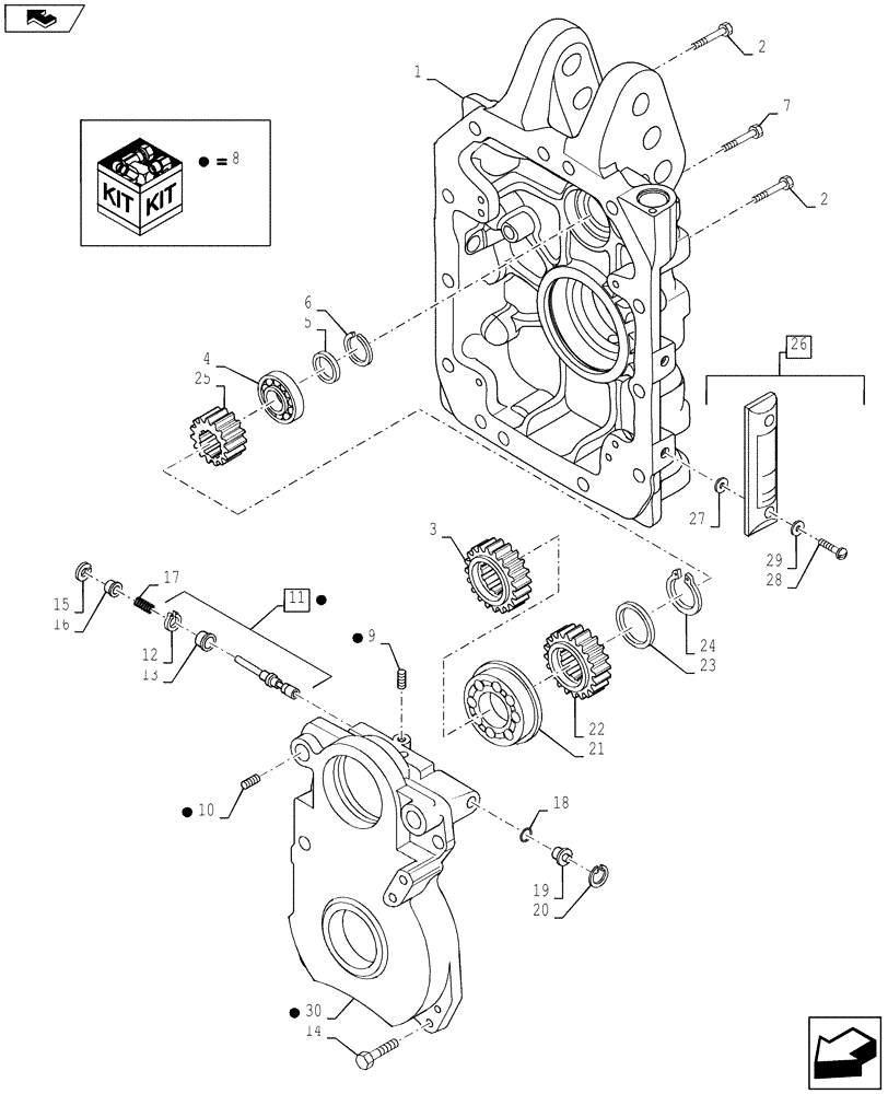 Схема запчастей Case IH PUMA 160 - (31.116.03) - VAR - 332801, 332805, 390801 - PTO 540/750/1000 RPM & 540E/1000/1000E RPM - HOUSING, GEARS & SUPPORT (31) - IMPLEMENT POWER TAKE OFF