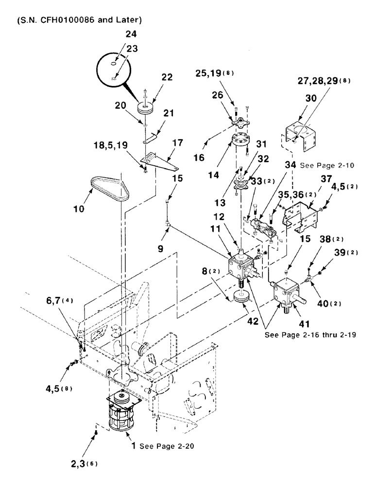 Схема запчастей Case IH 8850 - (2-04) - HEADER DRIVE ASSEMBLY, LEFT, SERIAL NUMBER CFH01000086 AND LATER (58) - ATTACHMENTS/HEADERS