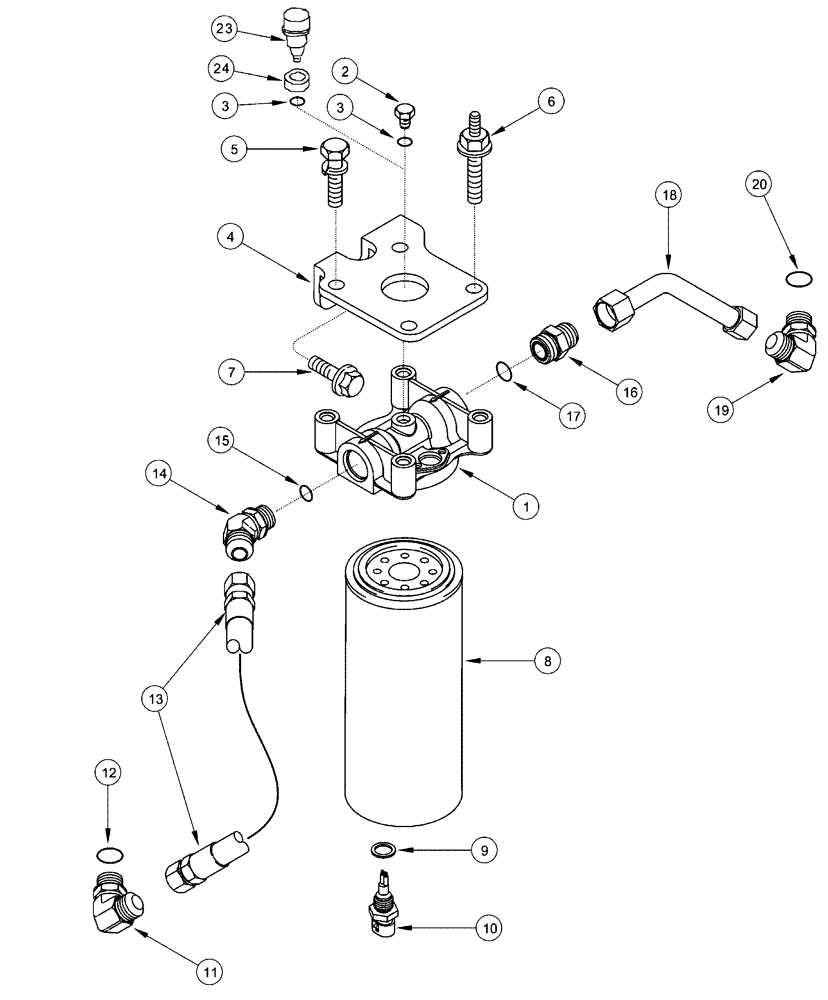 Схема запчастей Case IH FLX3300B - (02-046) - FUEL FILTER AND CONNECTIONS (01) - ENGINE