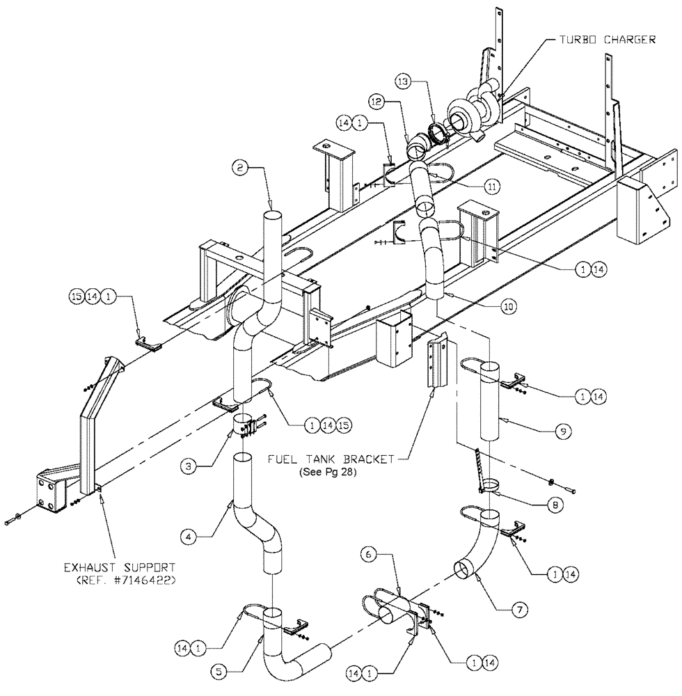 Схема запчастей Case IH 4330 - (02-015) - AIR EXHAUST GROUP (01) - ENGINE