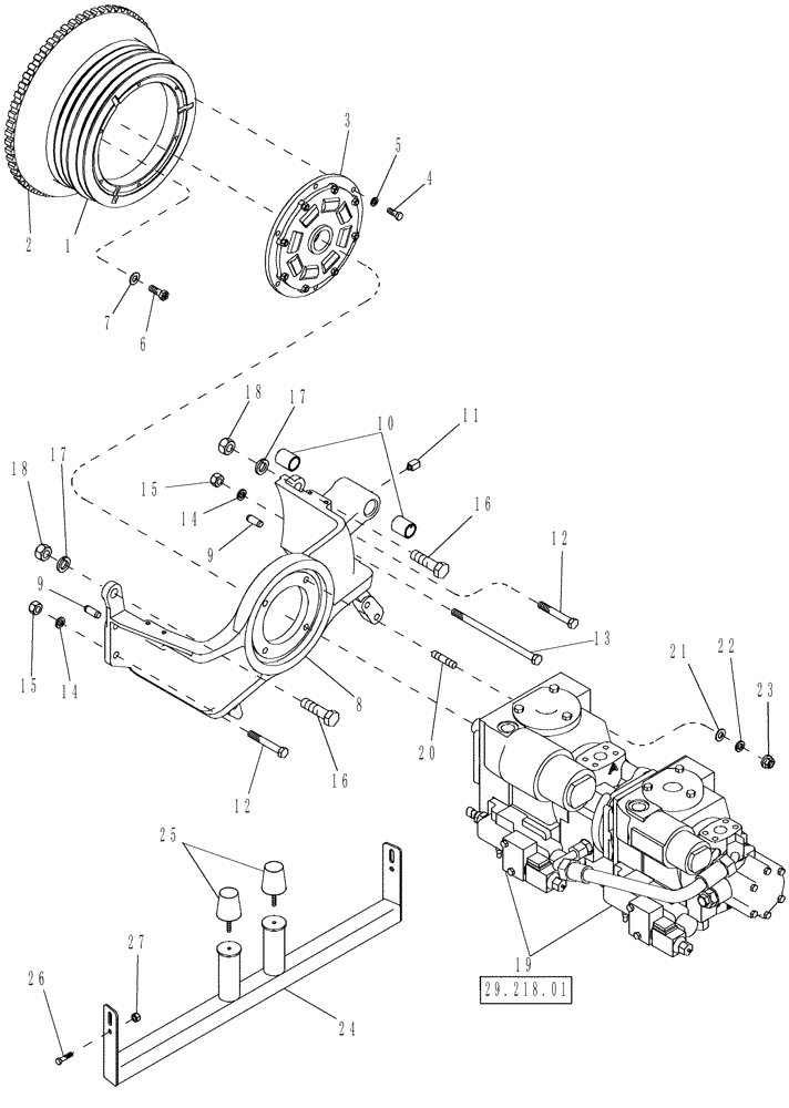 Схема запчастей Case IH 625 - (29.202.01) - FAN PULLEY AND HYDROSTATIC PUMP DRIVE (29) - HYDROSTATIC DRIVE