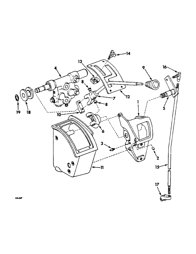 Схема запчастей Case IH HYDRO 100 - (07-59) - DRIVE TRAIN, RATIO CONTROL LEVERS, 966, 1066 HYDROSTATIC DRIVE AND HYDRO 100 TRACTORS (04) - Drive Train