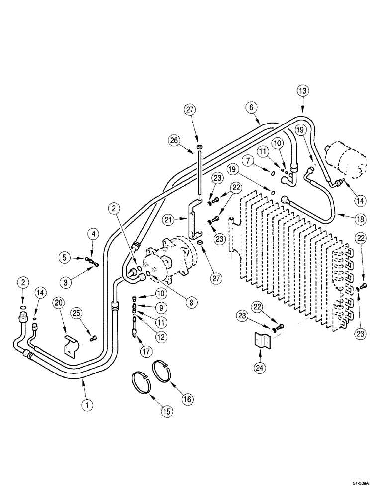 Схема запчастей Case IH 5150 - (2-040) - AIR CONDITIONING PIPES, (HFC 134A) (JJF1034500 - ) (02) - ENGINE