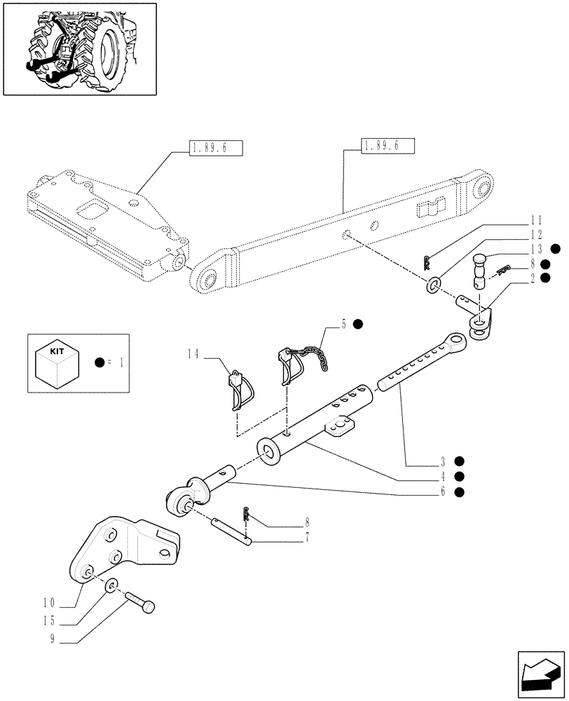 Схема запчастей Case IH JX70 - (1.89.9/02[01]) - (VAR.904) 2 PIN TYPE TELESCOPIC STABILIZERS - C6950 (09) - IMPLEMENT LIFT