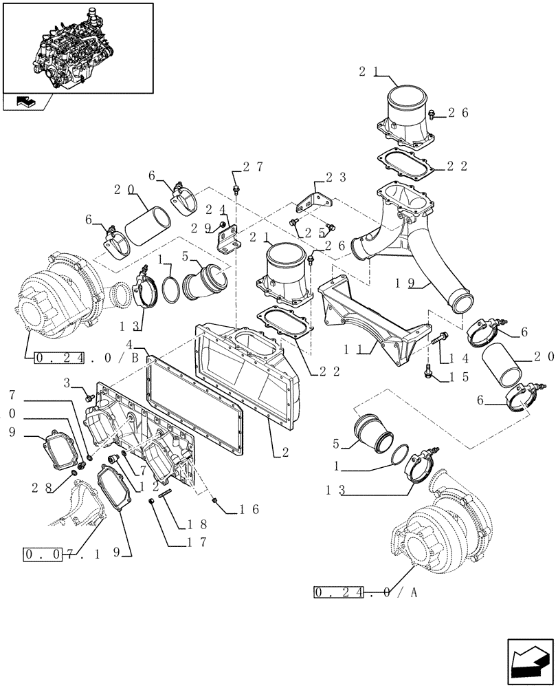 Схема запчастей Case IH FVAE2884X B200 - (0.24.2) - TURBOCHARGING LINES (504115135) 