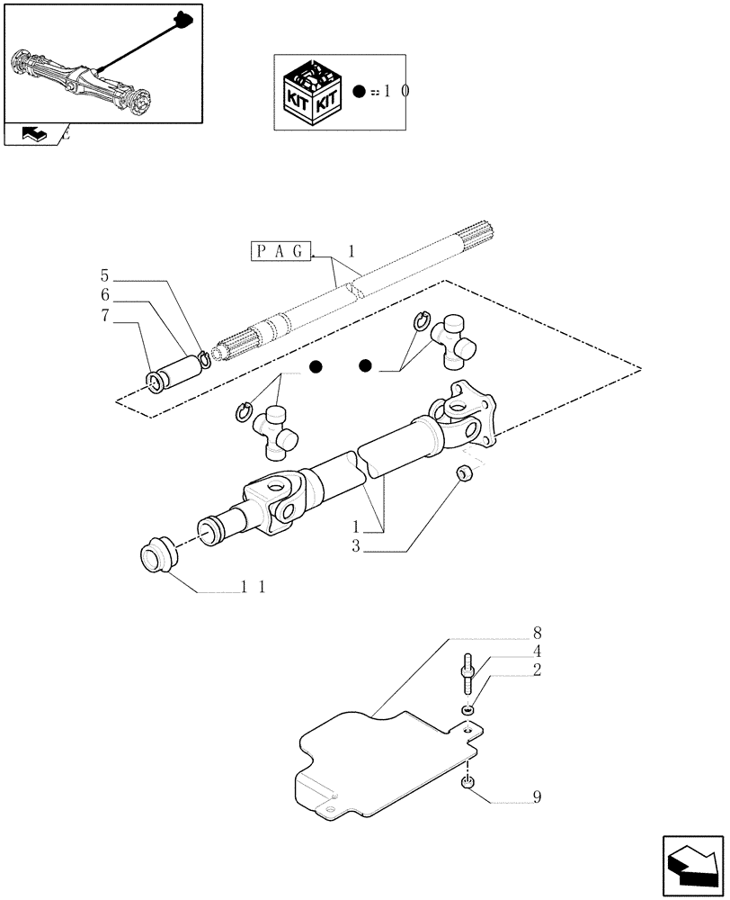 Схема запчастей Case IH PUMA 155 - (1.38.5[02]) - FRONT AXLE PROPELLER SHAFT (4WD) (03) - TRANSMISSION