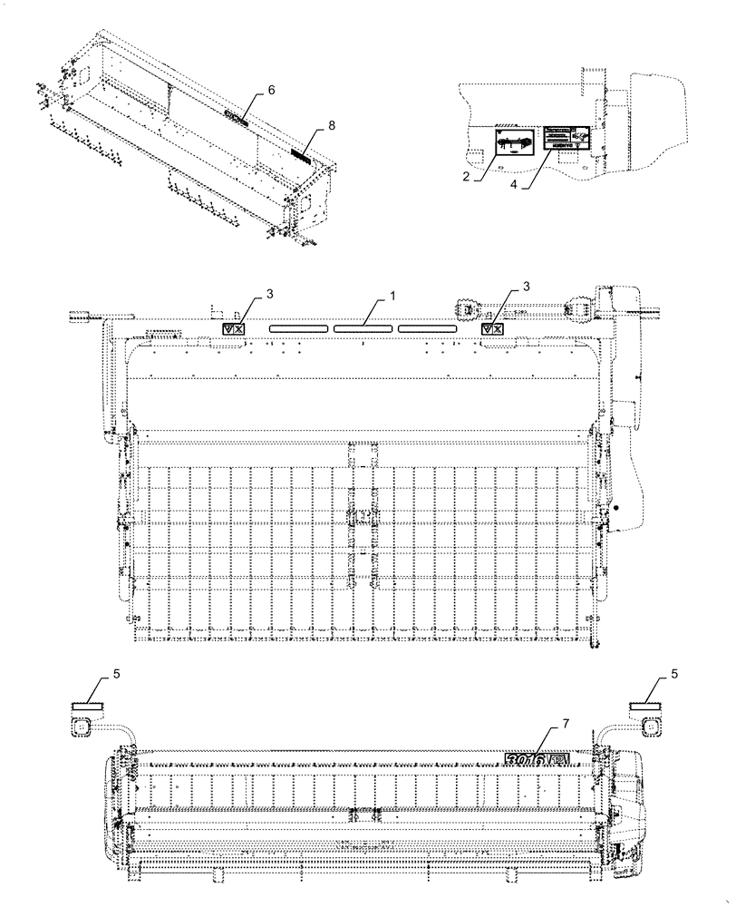 Схема запчастей Case IH 3016 - (90.108.01) - DECALS, TOP & FRONT (90) - PLATFORM, CAB, BODYWORK AND DECALS