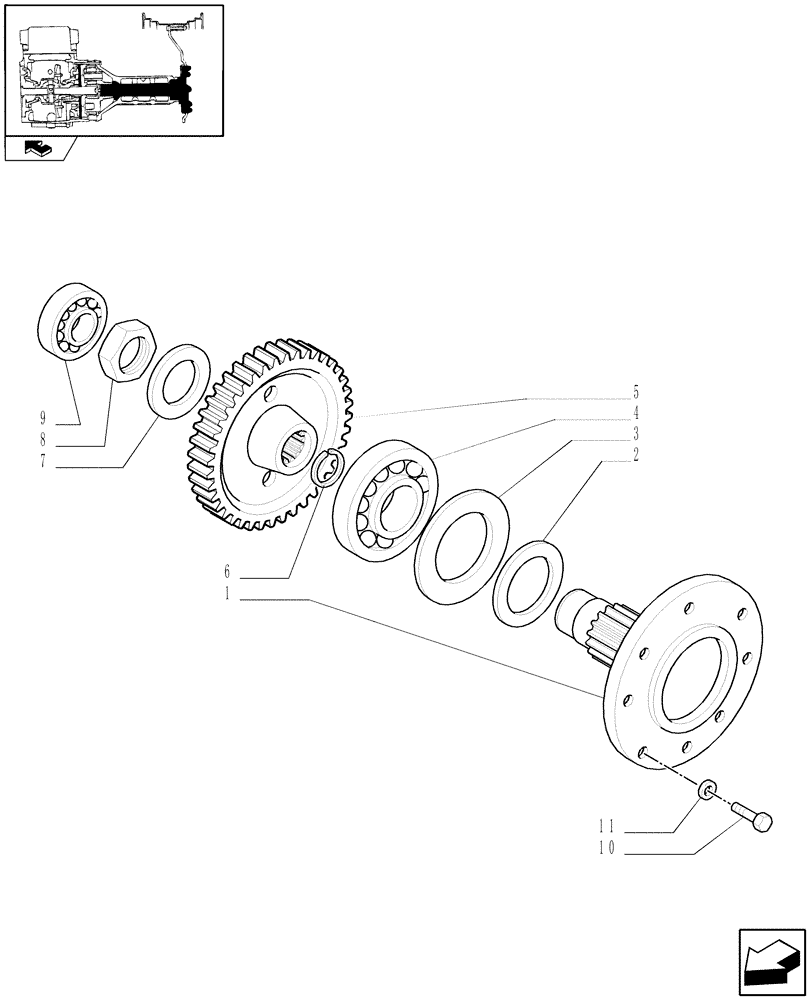 Схема запчастей Case IH FARMALL 80 - (1.48.1[02]) - SIDE REDUCER GEARINGS - SHAFT AND GEARS (05) - REAR AXLE