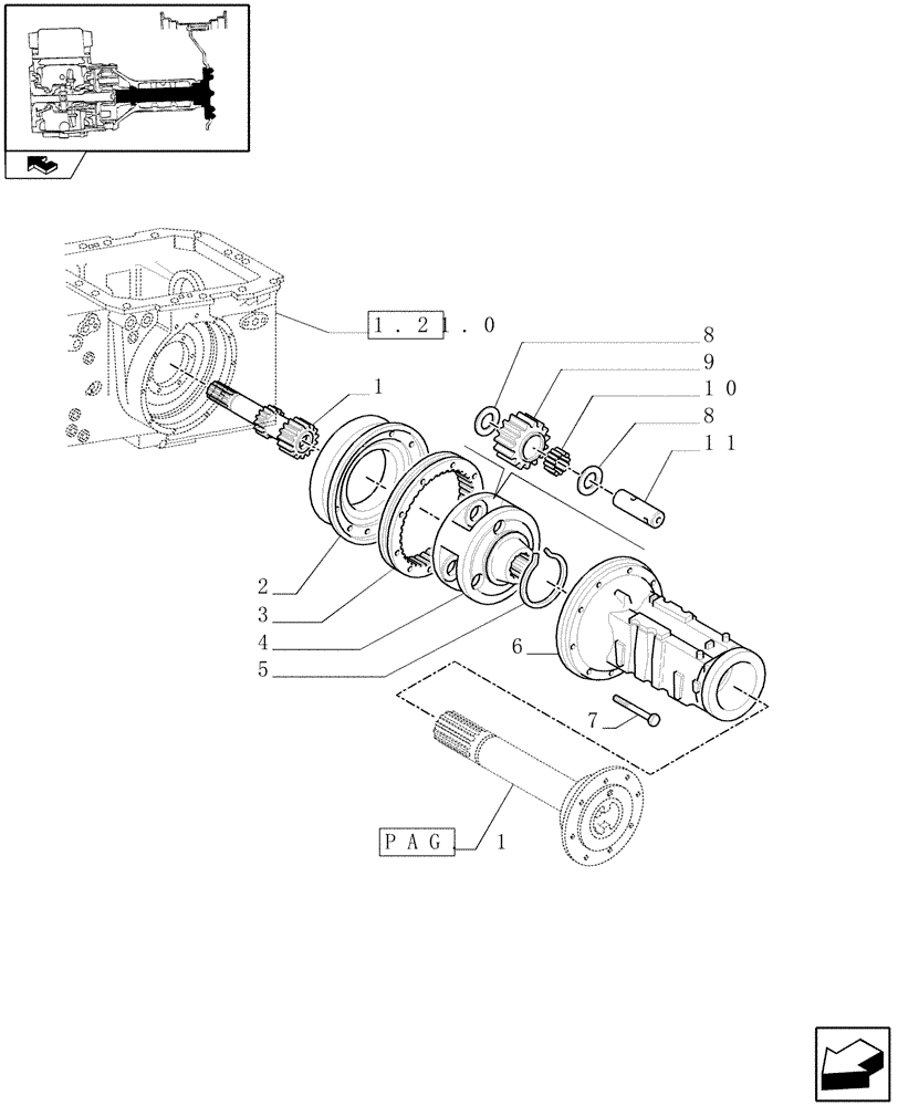 Схема запчастей Case IH FARMALL 65C - (1.48.1[03]) - FINAL DRIVE, GEARS AND SHAFTS (05) - REAR AXLE