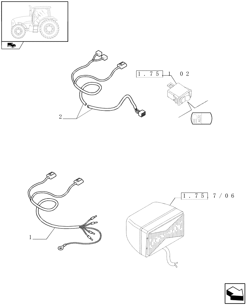 Схема запчастей Case IH PUMA 210 - (1.75.4/15) - (VAR.126-127/1) HIGH LEVEL ROAD LIGHTING PACKAGE - CABLES (06) - ELECTRICAL SYSTEMS