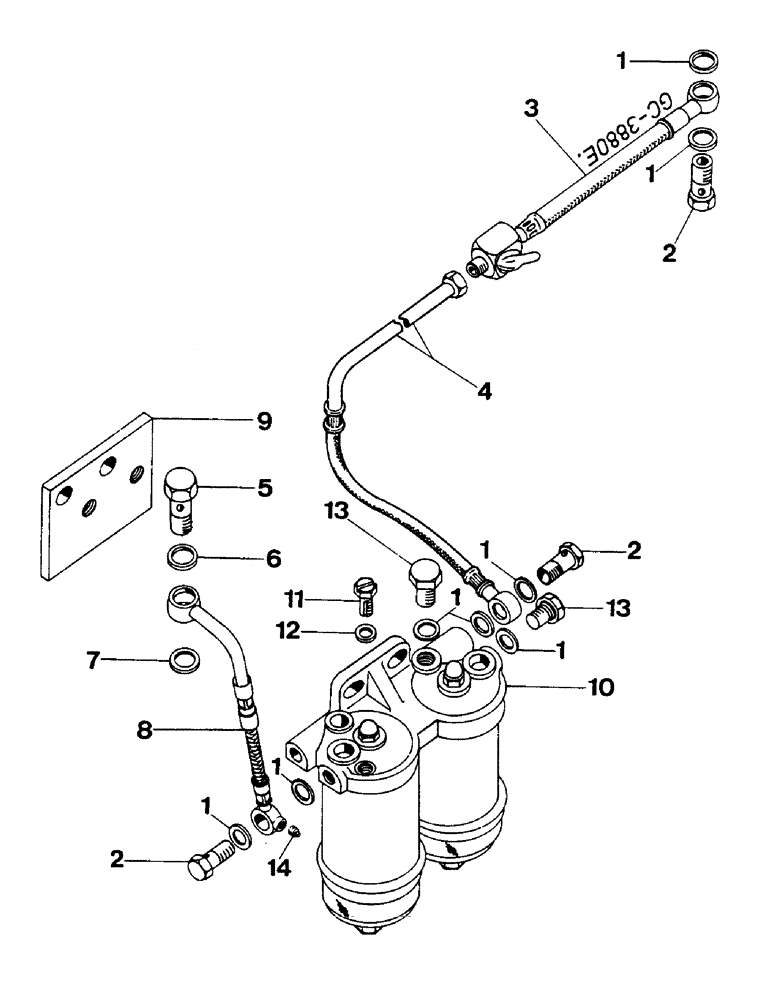 Схема запчастей Case IH 644 - (3B11) - FUEL FILTER AND LINES Power