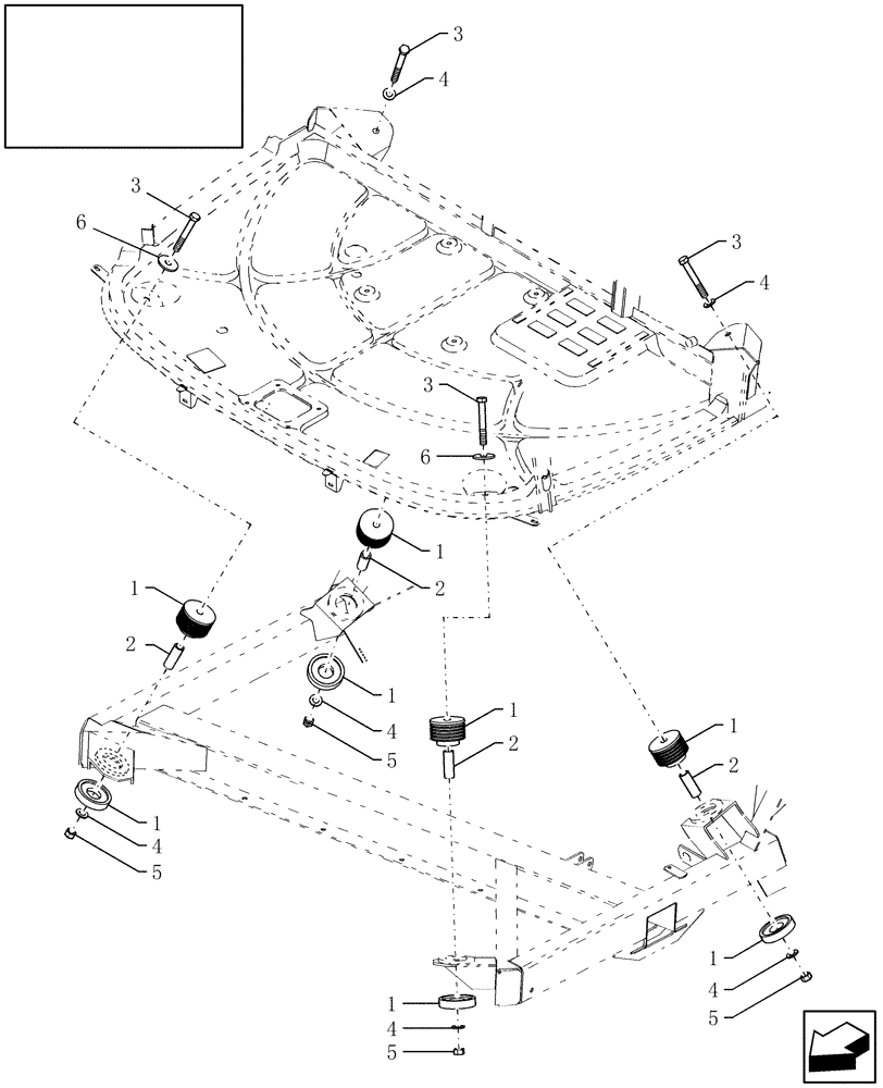 Схема запчастей Case IH AFX8010 - (E.34.A.68[1]) - CAB MOUNTING, PRIOR TO PIN HAJ105701 E - Body and Structure